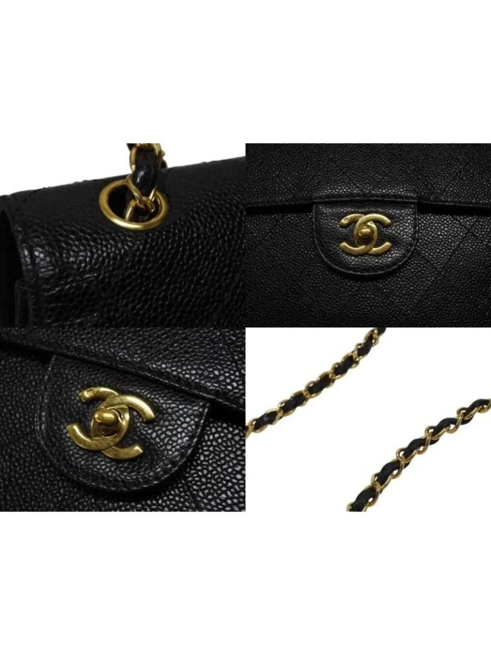 Chanel Maxi Quilted 30 S Flap S Chain Shoulder Bag Caviar Leather CC Logo Gold